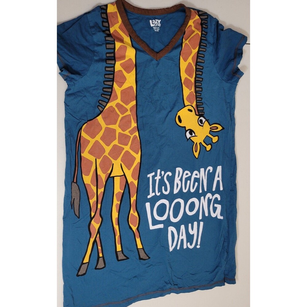 LazyOne Womens Nightgown Funny V-Neck Sleep Shirt for Women Long Day Giraffe S/M